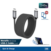 CAPDASE 卡登仕 Metallic-KR-CC240 HC00-62G1 USB-C 對 USB-C 快充數據線 (3米)