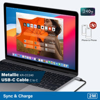 CAPDASE 卡登仕 Metallic-KR-CC240 HC00-62G1 USB-C 對 USB-C 快充數據線 (3米)