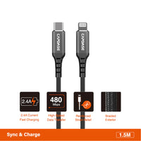 Capdase Metallic LCF2 MFi Lightning to USB-C 線 (1.5m) HCCB-M11G1