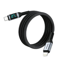 XPower YC028 1.2MLED顯示Type-C To Lightning 27W鋁合金傳輸尼龍充電線
