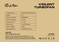Rude Storm X3 Violent Turbofan 13萬轉 暴風 手持 渦輪風扇