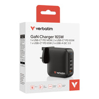 Verbatim Mini GaN 165W 4Port Fixed Plug 充電器 (MGaN165-4) 32057