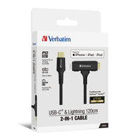Verbatim USB-C & Lightning 2-in-1 Cable 2合1充電傳輸線 120cm 66974