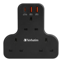Verbatim 3 Socket PD & QC 3.0 Flat Wall Outlet Extender T型擴充電源插座 66848