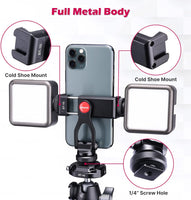 Ulanzi ST-10 Metal Phone Tripod Mount 雙冷靴多功能拓展橫竪拍迷你便攜金屬手機夾 2031