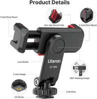 Ulanzi Multi-Function Cold Shoe Phone Holder 可調節雙冷靴熱靴拓展 手機夾 ST-06S 2575