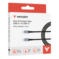 Verbatim Sync & Charge 100W USB-C 至 USB-C 120CM 充電傳輸線 SCC2-CC100 31846