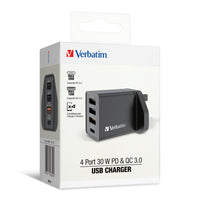 Verbatim 4 Port 30W PD & QC 3.0 USB Charger 充電器 66892 / 66897