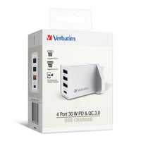 Verbatim 4 Port 30W PD & QC 3.0 USB Charger 充電器 66892 / 66897