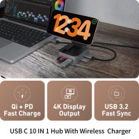 Elementz Nexus Q2 USB-C 10合1多功能無線磁吸充電座及擴展器 FC-19GY
