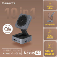 Elementz Nexus Q2 USB-C 10合1多功能無線磁吸充電座及擴展器 FC-19GY