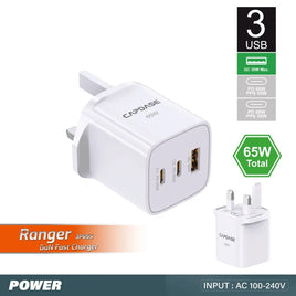 Capdase RANGER 3P65S UK 65W GaN PD Wall Charger 快速充電器 AD00-R1702-UK