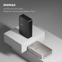 Momax 35W 1-Power F.Pass⁺ 20000mAh 磁吸帶線流動電源 IP159 (黑色/鈦色) CCC *3C認證*