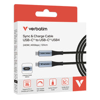 Verbatim 同步充電線 240W USB-C 轉 USB-C 附 LED 顯示器 (SCC4-CCD240) 31849