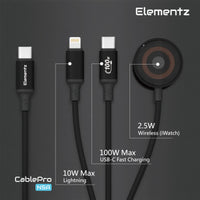 Elementz  N5A-12 充電線  USB-C 100W 3 in 1 120CM