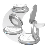 Elementz 3合1 360°磁吸式無線充電座 (銀色)  FC-39Q-SV