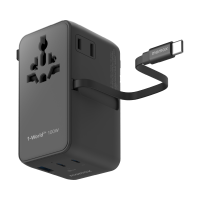 Momax 1-World²⁺ 100W 伸縮充電線四接口旅行充電插座 (黑色款) UA25UKD