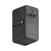 Momax 1-World²⁺ 100W 伸縮充電線四接口旅行充電插座 (黑色款) UA25UKD