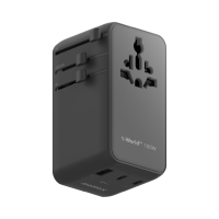 Momax 1-World²⁺ 100W 伸縮充電線四接口旅行充電插座 (黑色款) UA25UKD