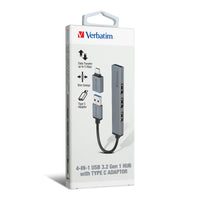 Verbatim 4-in-1 USB a3.2 Gen1 Hub with Type C Adaptor 66866