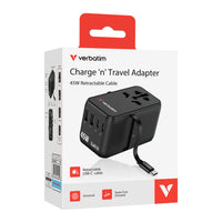 Verbatim Charge ‘n’ Travel Adapter 45W with Cable 旅行轉插充電器 30182