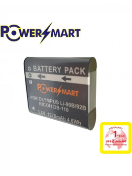 Powersmart Olympus Li-90B/Li-92B,Ricoh DB-110 代用鋰電池 3.6V / 1270mAh / 4.6Wh /加購PowerSmart Li-90B/Li-92B, Ricoh DB-110 Type-c雙位充電座(原價$158)