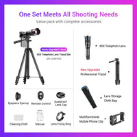 APEXEL Enhanced 60X Phone Telephoto Lens Kit APL-60XFR50手機長焦鏡頭套裝