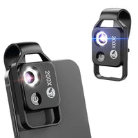 APEXEL 200倍 電話便攜顯微 微距鏡頭 設有CPL防反光+LED燈 APL-MS002CBK