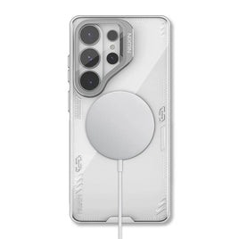 Nillkin 冰空 Prop 透明磁吸保護殼 透灰色 適用 Samsung Galaxy S26 Ultra 內置 MagSafe 強力磁吸圈 創新金屬鏡頭蓋兼任折疊支架 多角度立架功能 氣囊防摔抗震 高透光後殼防黃變保護套 香港實體店NILLKIN 三星旗艦款 MagSafe 磁吸透明防摔保護殼