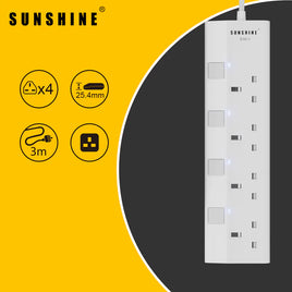 Sunshine ESD-4/ESD-6 超薄獨立提示燈開關拖板  陽光照明 13A  3m線長