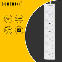 Sunshine ESD-4/ESD-6 超薄獨立提示燈開關拖板  陽光照明 13A  3m線長
