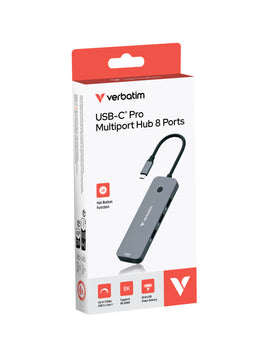 Verbatim USB-C Pro 8合1 Type-C 轉接器，支援 8K 輸出