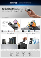 CUKTECH 120W GaN 迷你快速充電器，支援 3 孔輸出，適用於 iPhone、Samsung、Xiaomi 與筆記型電腦