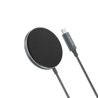 Elementz FC-15 皮革磁吸無線充電器 支持 MagSafe 強力磁吸對位 15W 快充 高級皮革質感貼面 輕薄便攜設計 與鋅合金/鋁合金邊框保護 適用 iPhone 17 16 15 系列及支援無線充電裝置 香港實體店