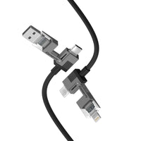 Elementz N41 100W 四合一多功能極速充電線 支援 PD 100W 超級快充 USB-A/Type-C 至 Type-C/Lightning 多接頭自由切換 高密度尼龍編織線身 耐磨防纏繞設計 適用 MacBook Pro iPhone 17 16 系列 Android 手機及平板 香港實體店