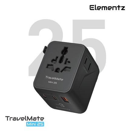 Elementz TravelMate Mini 25 萬用旅行轉接器，輕便多功能