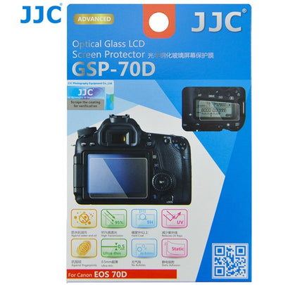 JJC GSP-70D 相機鋼化玻璃螢幕保護貼 專為 Canon EOS 70D 80D 90D 中階單眼相機主螢幕與機頂 LCD 螢幕設計 採用 0.3mm 超薄 9H 超高硬度光學鋼化玻璃 具備 95% 高透光率防刮防爆與抗指紋疏油塗層 靜電吸附無氣泡自動貼合 2.5D 弧邊設計觸控靈敏順滑 不影響側翻式多角度翻轉螢幕反折合閉與色彩還原 隨附機頂小螢幕保護膜與清潔工具包 為佳能相機提供全方位防護 香港實體店