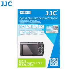 JJC GSP-TG 相機鋼化玻璃螢幕保護貼 專為 Olympus Tough TG-7 TG-6 TG-5 TG-4 TG-3 三防戶外運動相機螢幕設計 採用 9H 超高硬度光學鋼化玻璃 具備 95% 高透光率防刮防爆與抗指紋疏油塗層 靜電吸附無氣泡自動貼合 2.5D 弧邊設計觸控靈敏順滑 不影響螢幕色彩還原 隨附清潔拭鏡布與除塵配件包 為潛水與戶外相機提供全方位螢幕防護 香港實體店