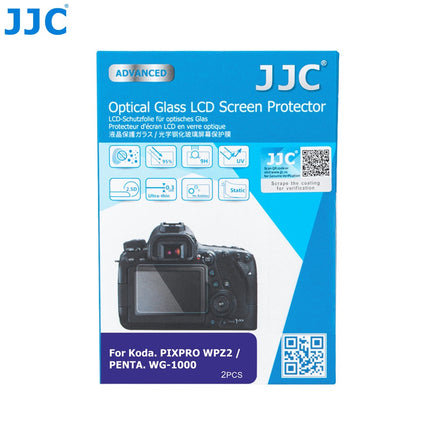 JJC GSP-WPZ2K2 相機鋼化玻璃螢幕保護貼 專為 KODAK PIXPRO WPZ2 及 PENTAX WG-1000 三防防水相機螢幕設計 採用 9H 超高硬度光學鋼化玻璃 具備 95% 高透光率防刮防爆與抗指紋疏油塗層 靜電吸附無氣泡自動貼合 2.5D 弧邊設計觸控靈敏順滑 不影響螢幕色彩還原 隨附清潔拭鏡布與除塵配件包 為防水戶外相機提供全方位螢幕防護 香港實體店