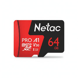 Netac P500 Extreme Pro 64GB MicroSD 記憶卡（含 SD 轉接卡），提供穩定高速的儲存體驗