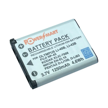Powersmart Olympus Li-40B / Li-42B、Fujifilm NP-45、Leica BP-DC17 1250mAh 3.7V 高容量代用相機電池充電池，適用於多品牌數位相機。
