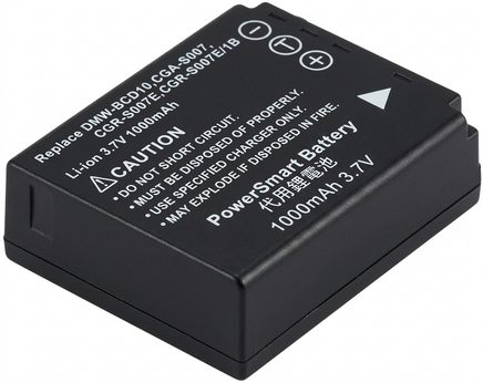 Powersmart Panasonic DMW-BCD10 1000mAh 3.7V 高容量代用相機電池充電池，適用於 Panasonic 數位相機。