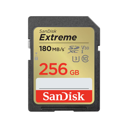 SanDisk Extreme 256GB V30 SDXC UHS-I 記憶卡，支援 4K UHD 錄影，大容量滿足日常攝影與影像儲存需求，香港行貨