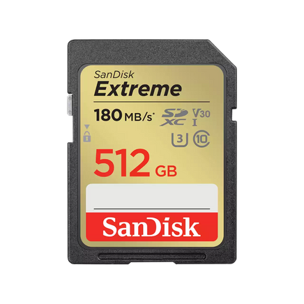 SanDisk Extreme 512GB V30 SDXC UHS-I 記憶卡，支援 4K UHD 高畫質錄影，滿足長時間攝影與高容量儲存需求，香港行貨