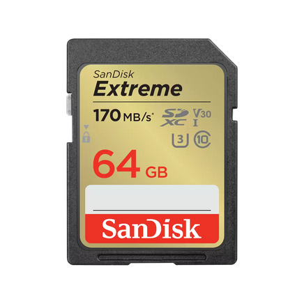 SanDisk Extreme 64GB V30 SDXC UHS-I 記憶卡，支援 4K UHD 錄影，適合日常攝影與影像儲存，香港行貨