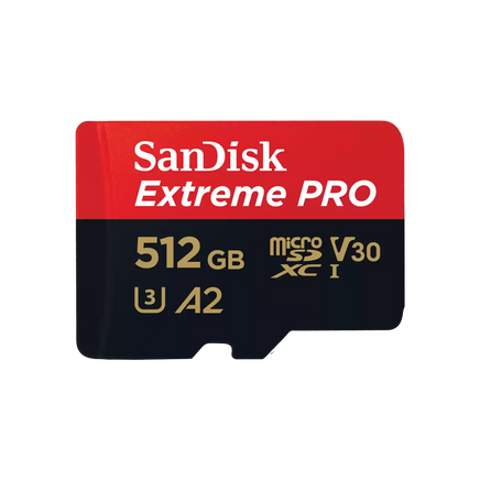 SanDisk Extreme PRO 512GB MicroSDXC 記憶卡（含 SD 轉接卡），適合 4K/8K 錄影與大容量資料儲存