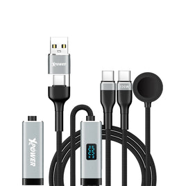 XPOWER 智慧顯示多合一充電線，支援多裝置快充與手錶充電
