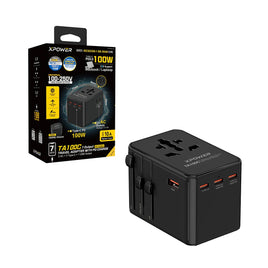 XPOWER TA100C 100W 萬用旅行轉接器，支援多國插座與快充